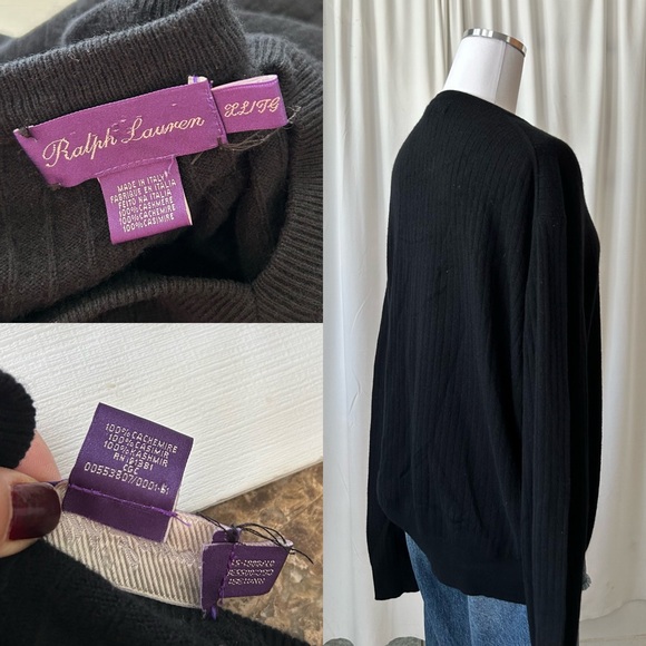 Vintage Ralph Lauren Purple Label V-neck sweater 100% Cashmere. - Picture 9 of 10